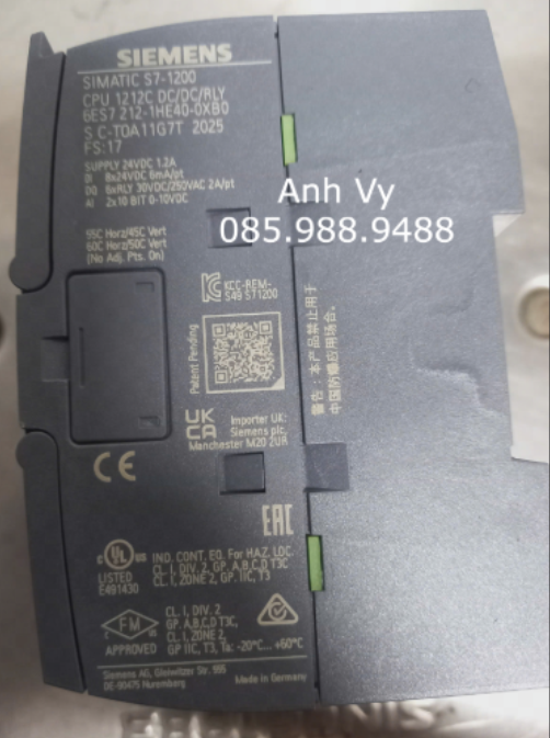 6ES7212-1HE40-0XB0-PLC S7-1200 CPU 1212C DC/DC/RLY - Ảnh 2