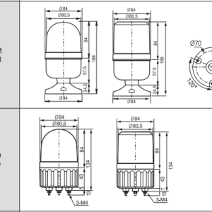 Alternative view of Đèn xoay cảnh báo phi 84 Hanyoung T084-FAA11A-M