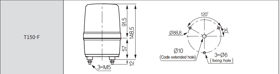 Đèn xoay cảnh báo phi 150 Hanyoung T150-FAA11G-D - Ảnh 4