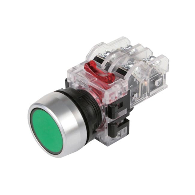 Nút nhấn không đèn viền nhôm màu xanh lá MRF-RA2G