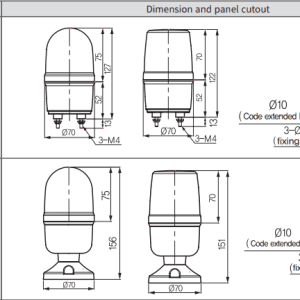 Alternative view of Đèn xoay cảnh báo phi 60 Hanyoung T060-FAA11G-M