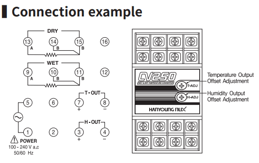 Bộ chuyển đổi nhiệt độ và độ ẩm Hanyoung CV250-V - Ảnh 2
