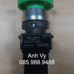 Công tắc khẩn Hanyoung MRE-RM1G phi 22 viền nhôm màu xanh lá